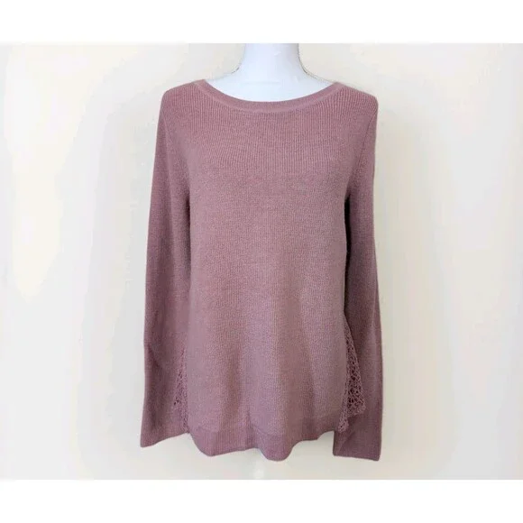 H by Halston Sweater Women’s XS Pink Wool Blend Lace Lightweight - Picture 1 of 9